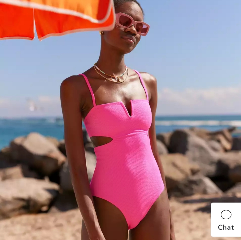Aerie shine pique v wire cut one piece swimsuit